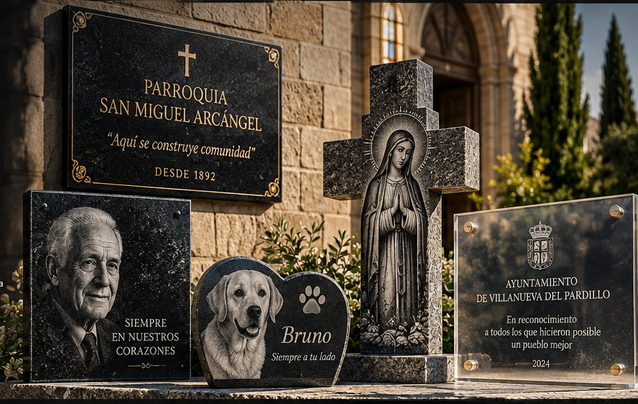 Rótulo para iglesia, placa conmemorativa, pieza religiosa grabada, retrato en granito y memorial para mascota
